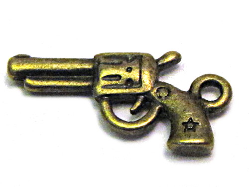 Anhnger Revolver/ Pistole, bronzefarben, 22x11mm